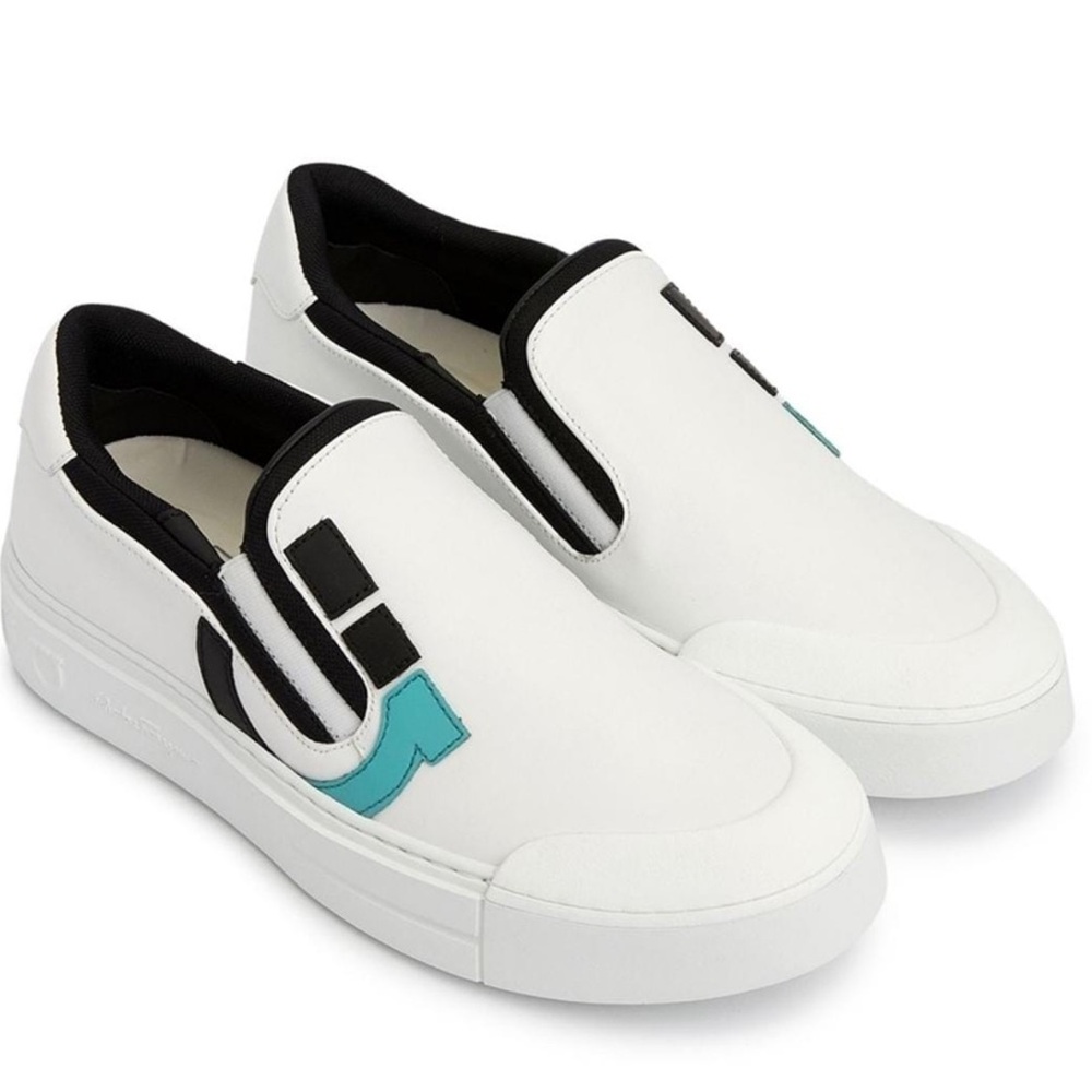 Salvatore Ferragamo marine 11.5 m white leather sneakers